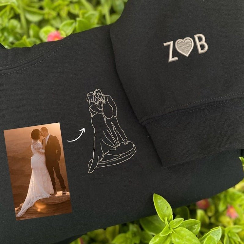 Vatertagsgeschenk Individuell besticktes Personalisiertes besticktes Umriss-Foto-Sweatshirt Geschenke für Papa