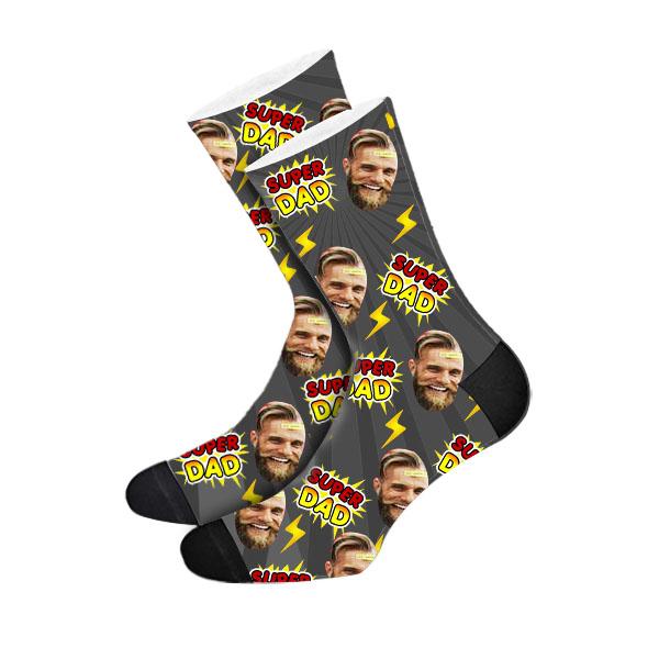 Custom Super Dad Face Socks - Make Custom Gifts