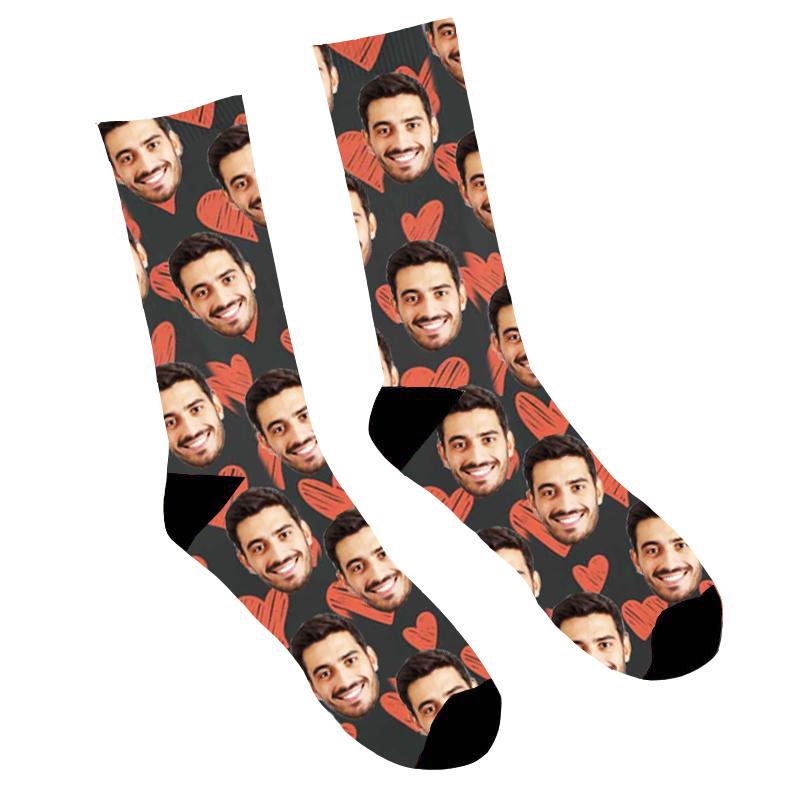 Custom Face Socks Heart Boyfriend - Make Custom Gifts