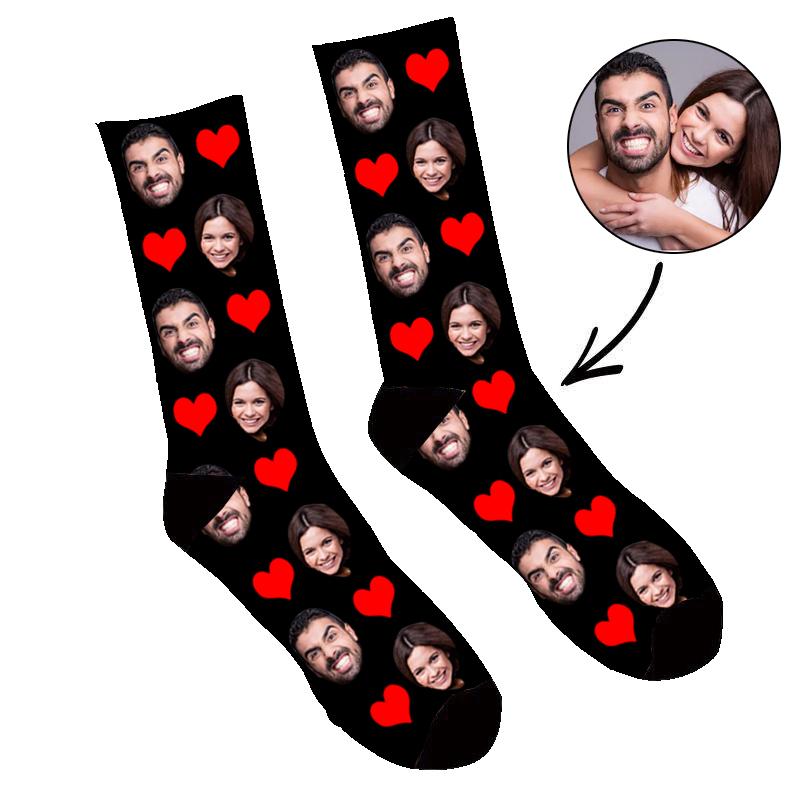 Custom Face Socks Heart - Make Custom Gifts