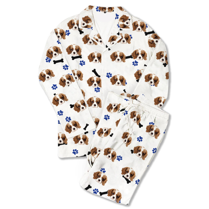 Custom Photo Pajamas Dog Footprint White - Make Custom Gifts