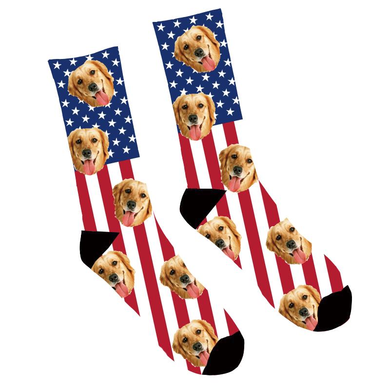Custom Face Socks American Flag - Make Custom Gifts