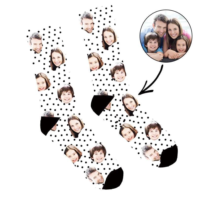 Custom Family Polka Face Socks Photo Socks - Make Custom Gifts