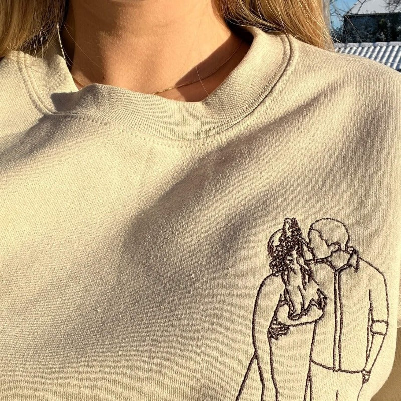 Vatertagsgeschenk Individuell besticktes Personalisiertes besticktes Umriss-Foto-Sweatshirt Geschenke für Papa