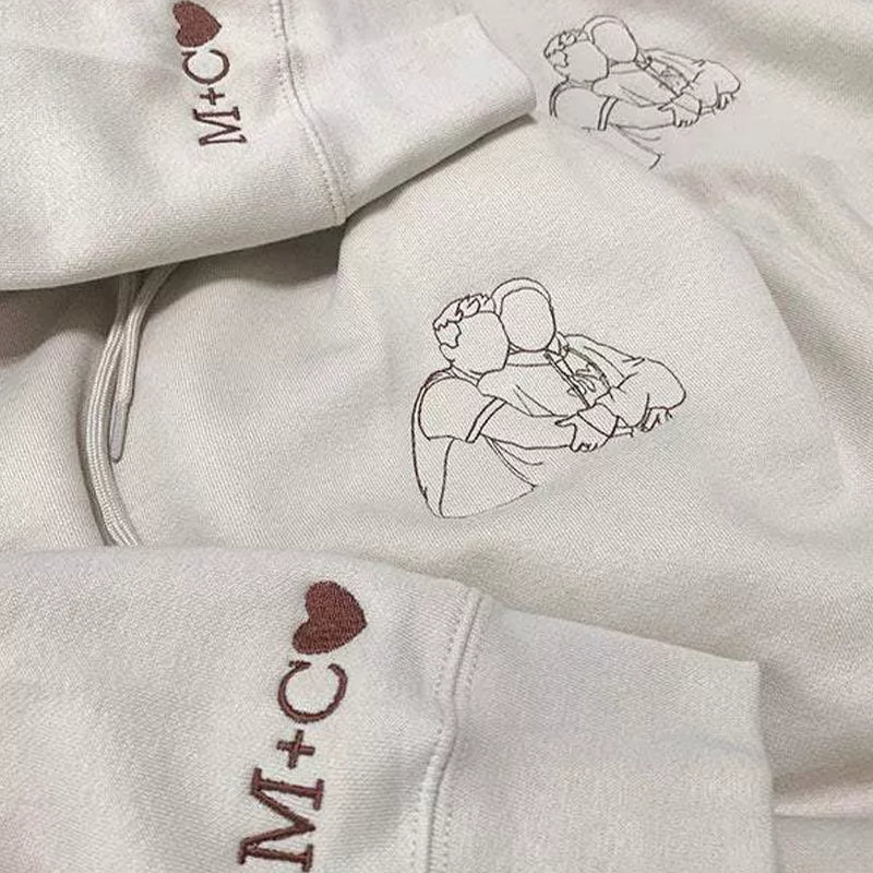 Vatertagsgeschenk Individuell besticktes Personalisiertes besticktes Umriss-Foto-Sweatshirt Geschenke für Papa
