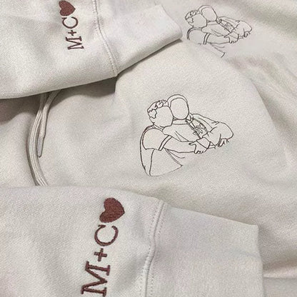 Vatertagsgeschenk Individuell besticktes Personalisiertes besticktes Umriss-Foto-Sweatshirt Geschenke für Papa