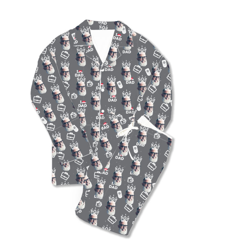 Kundenspezifischer Foto-Pyjama I Love Dad Grey
