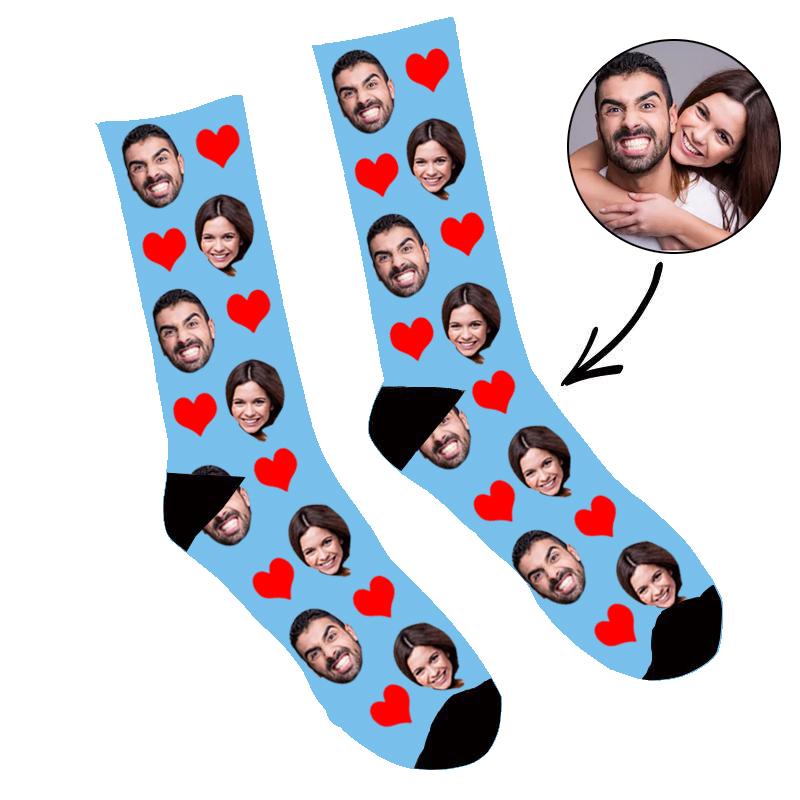 Custom Face Socks Heart - Make Custom Gifts