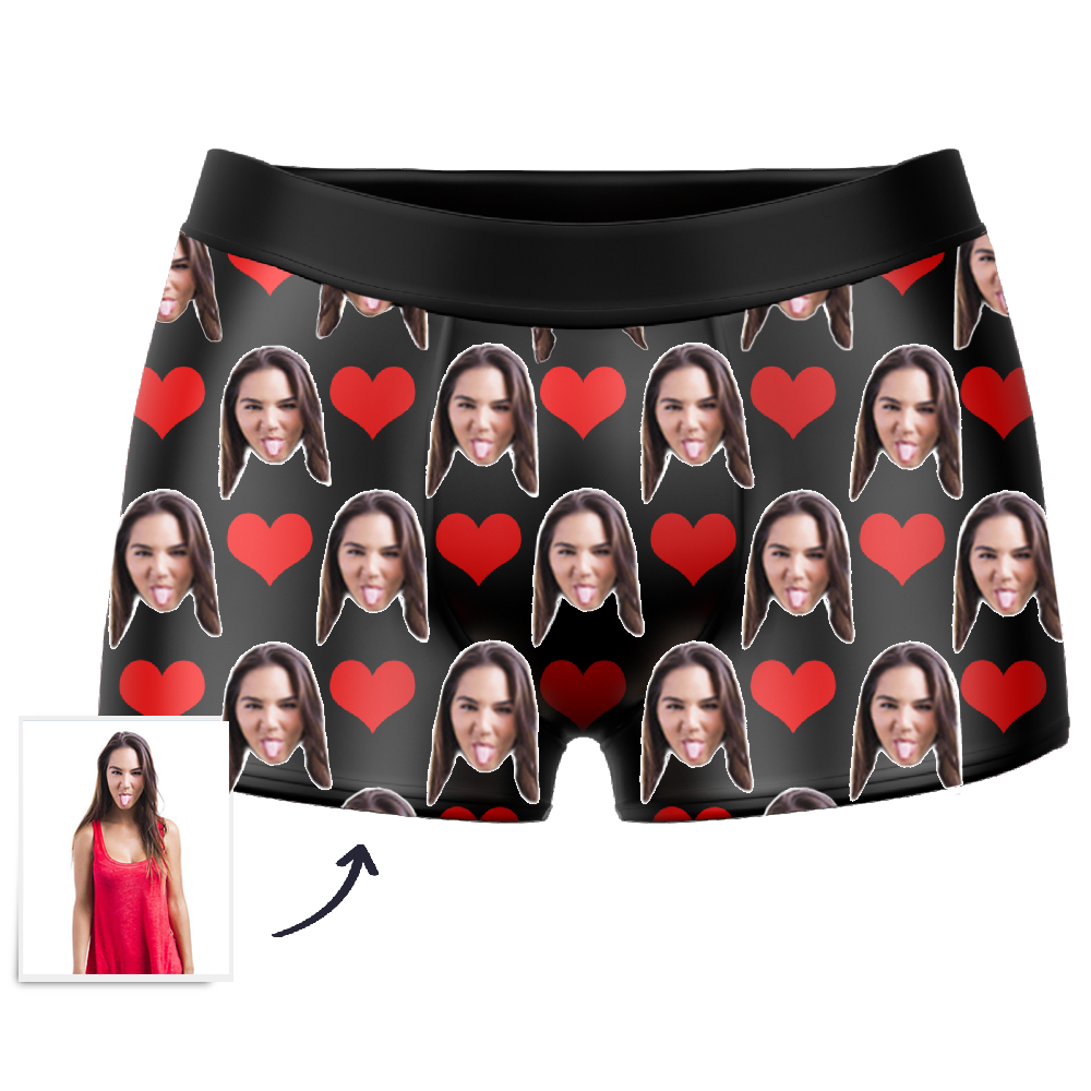 Custom Face Boxers - Heart Photo Boxer - Make Custom Gifts