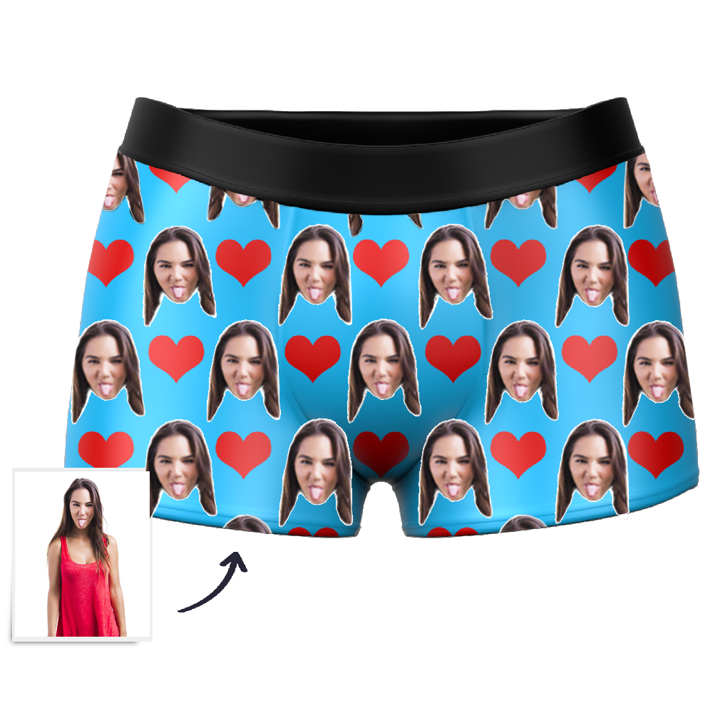 Custom Face Boxers - Heart Photo Boxer - Make Custom Gifts
