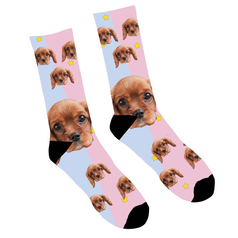 Custom Face Socks Pink Dog Face - Make Custom Gifts