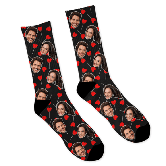 Custom Heart Lollipops Face Socks - Make Custom Gifts