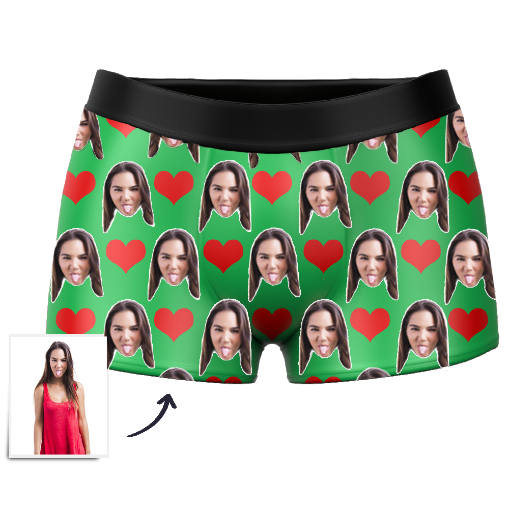 Custom Face Boxers - Heart Photo Boxer - Make Custom Gifts