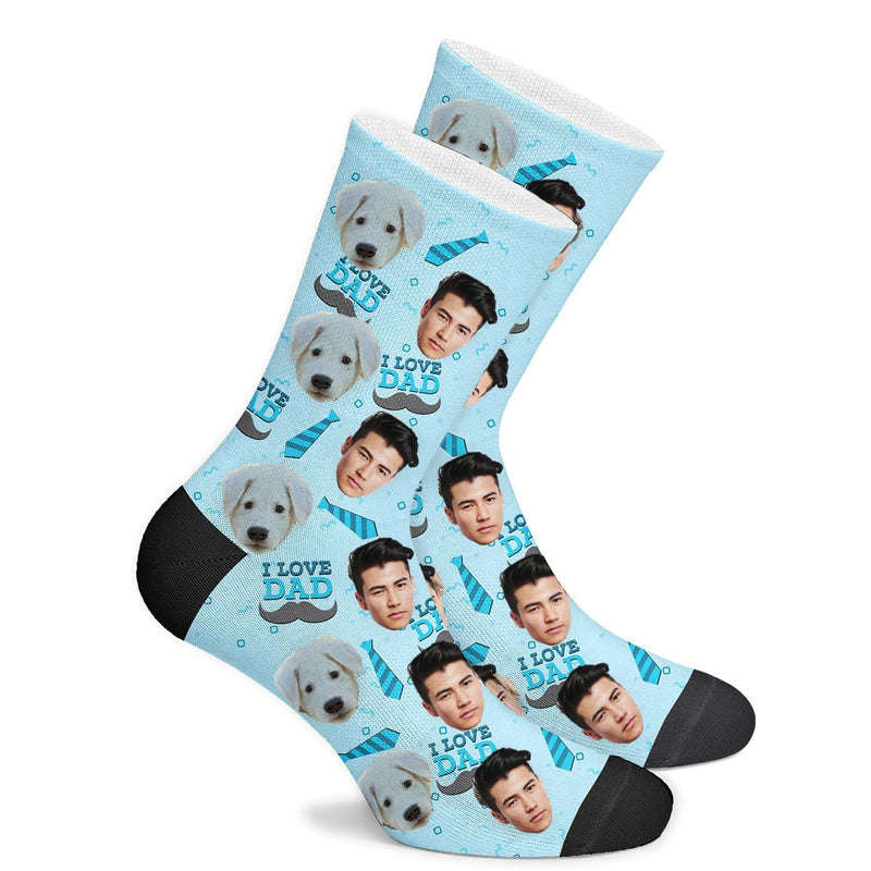 Custom I Love Dad Face Socks Photo Socks - Make Custom Gifts