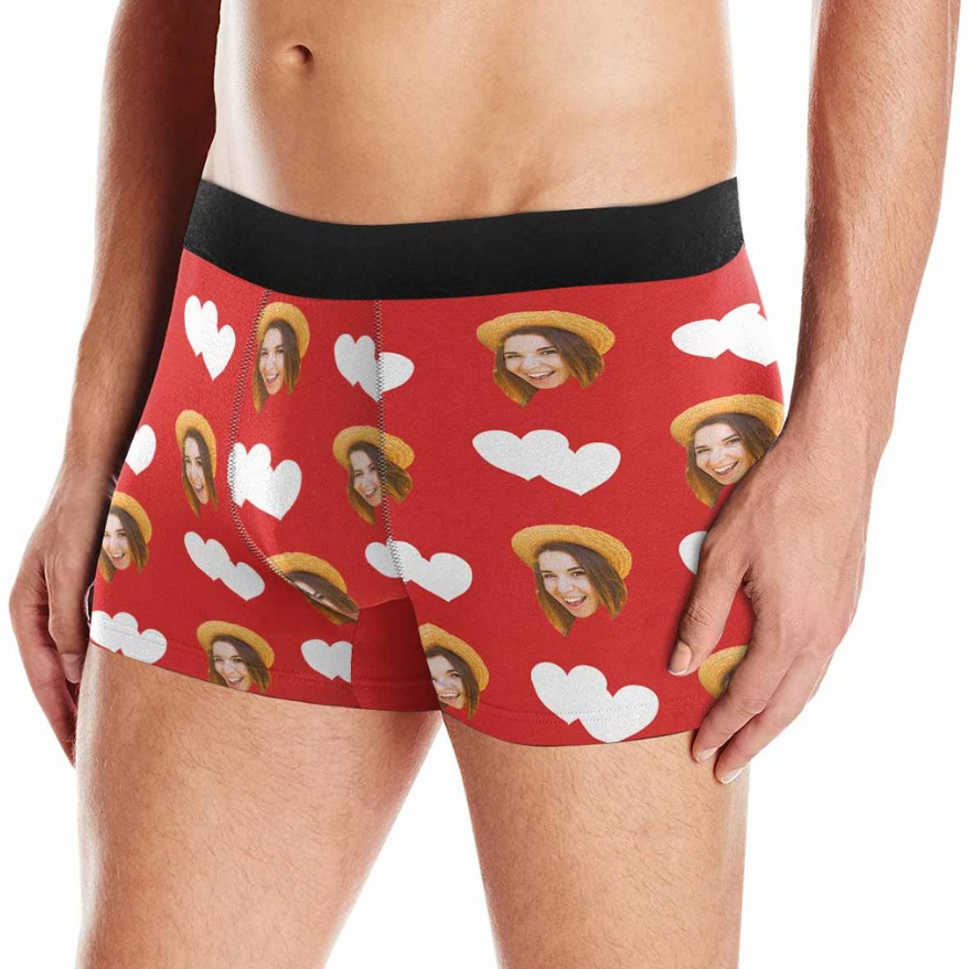 Custom Love Heart Face Boxers Photo Boxer - Make Custom Gifts