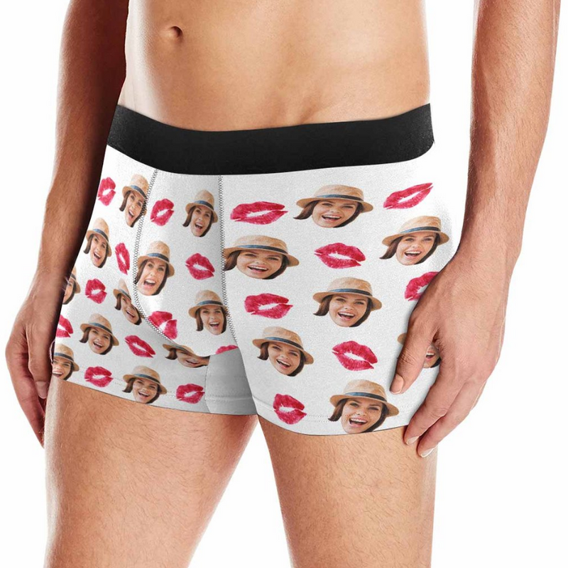 Custom Red Lip Face Boxers - Make Custom Gifts