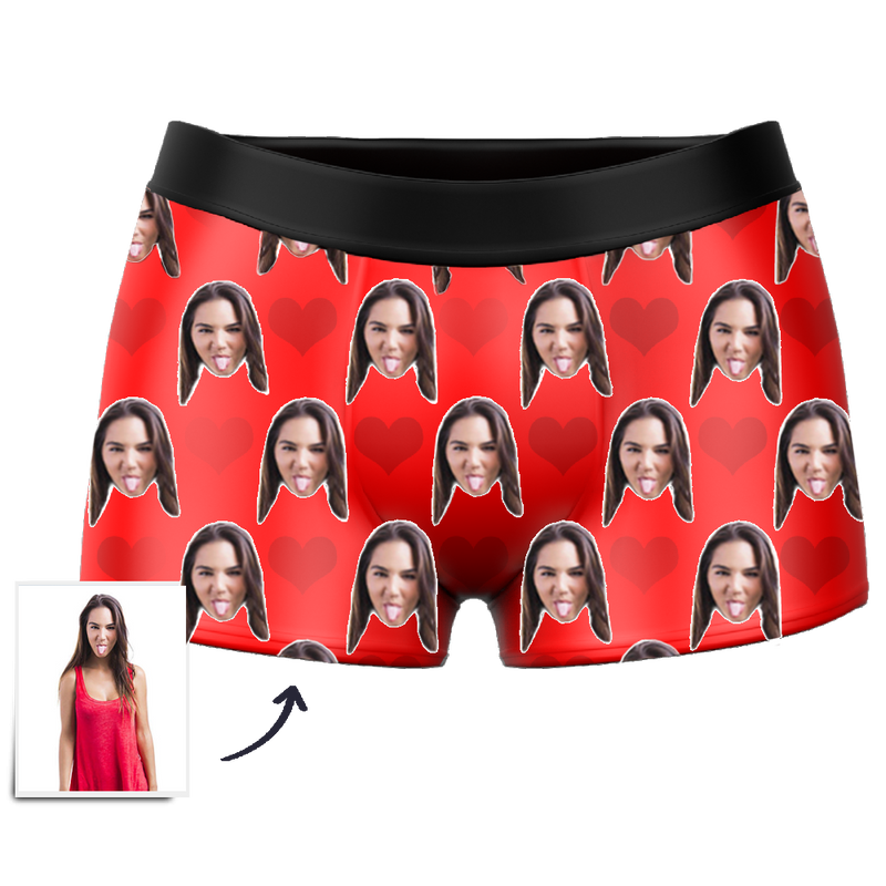 Custom Face Boxers - Heart Photo Boxer - Make Custom Gifts