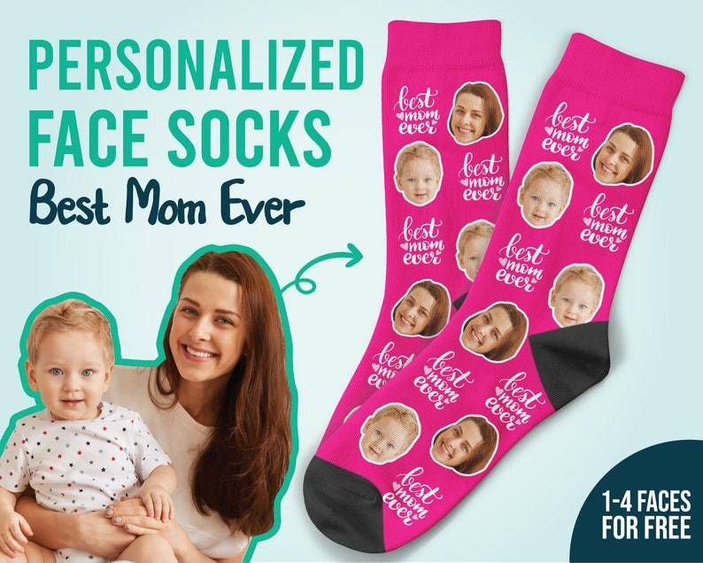 Benutzerdefinierte Gesichtssocken Beste Mama aller Zeiten Socken Mama