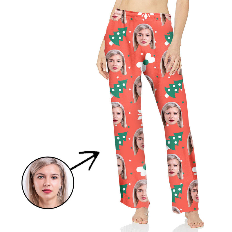 Benutzerdefinierte Foto-Pyjama-Hosen für Frauen Schöner Weihnachtsbaum