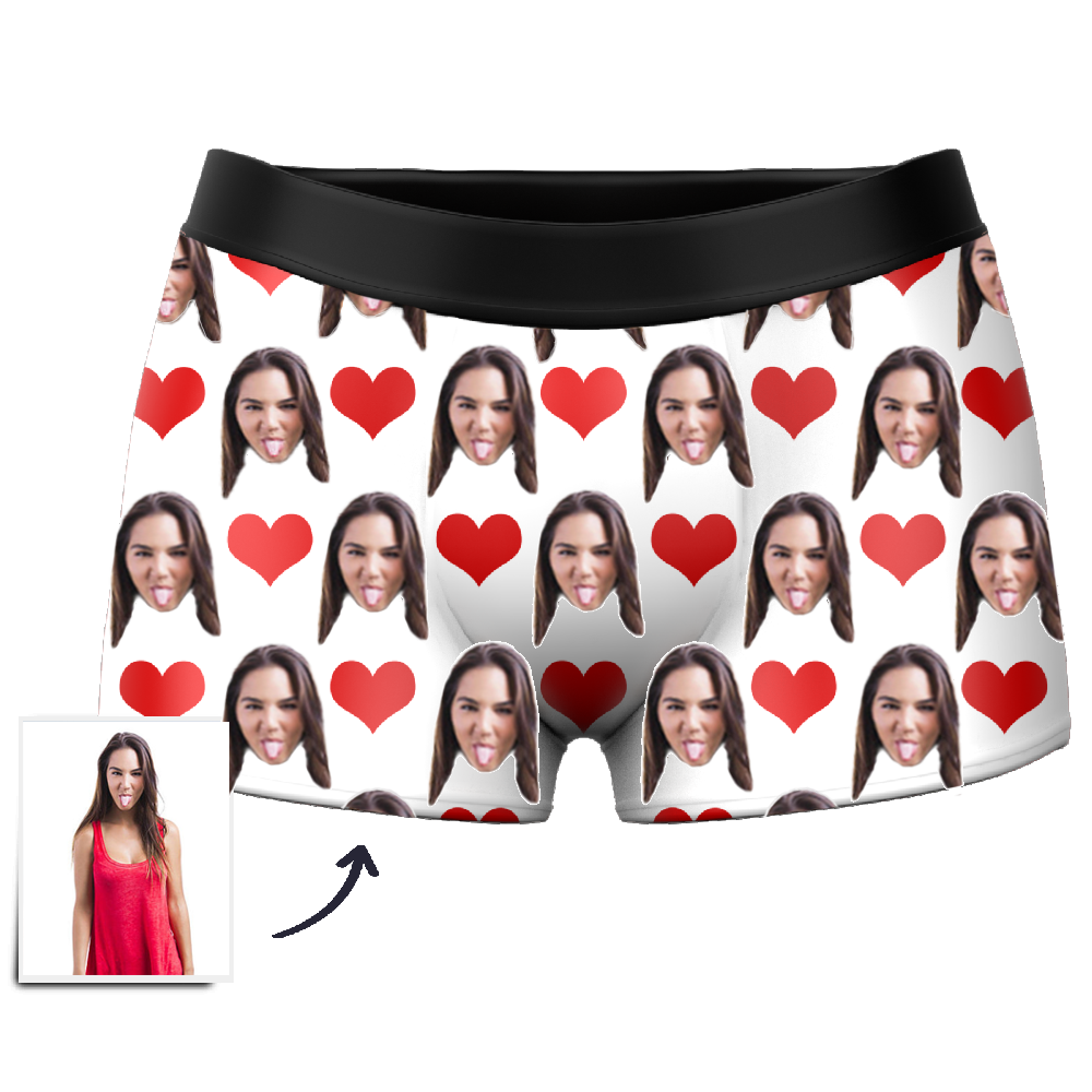 Custom Face Boxers - Heart Photo Boxer - Make Custom Gifts