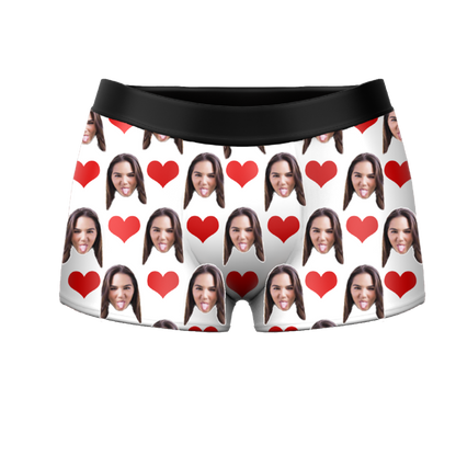 Custom Face Boxers - Heart Photo Boxer - Make Custom Gifts
