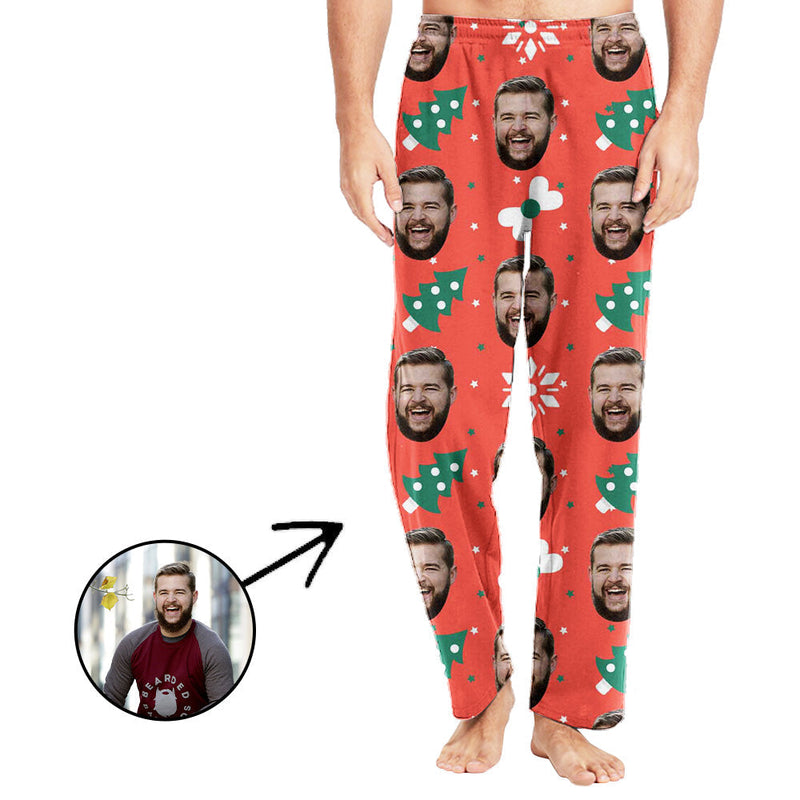 Benutzerdefinierte Foto-Pyjama-Hosen für Männer Schöner Weihnachtsbaum