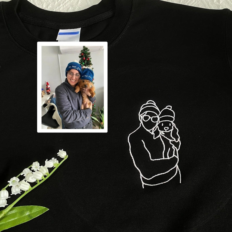 Vatertagsgeschenk Individuell besticktes Personalisiertes besticktes Umriss-Foto-Sweatshirt Geschenke für Papa