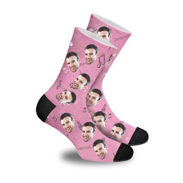 Custom Music Notation Face Socks Photo Socks - Make Custom Gifts