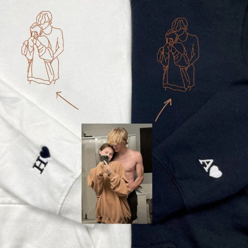 Vatertagsgeschenk Individuell besticktes Personalisiertes besticktes Umriss-Foto-Sweatshirt Geschenke für Papa