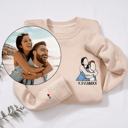Individuell besticktes Sweatshirt Portrait Musikspieler Paar Familiengeschenk