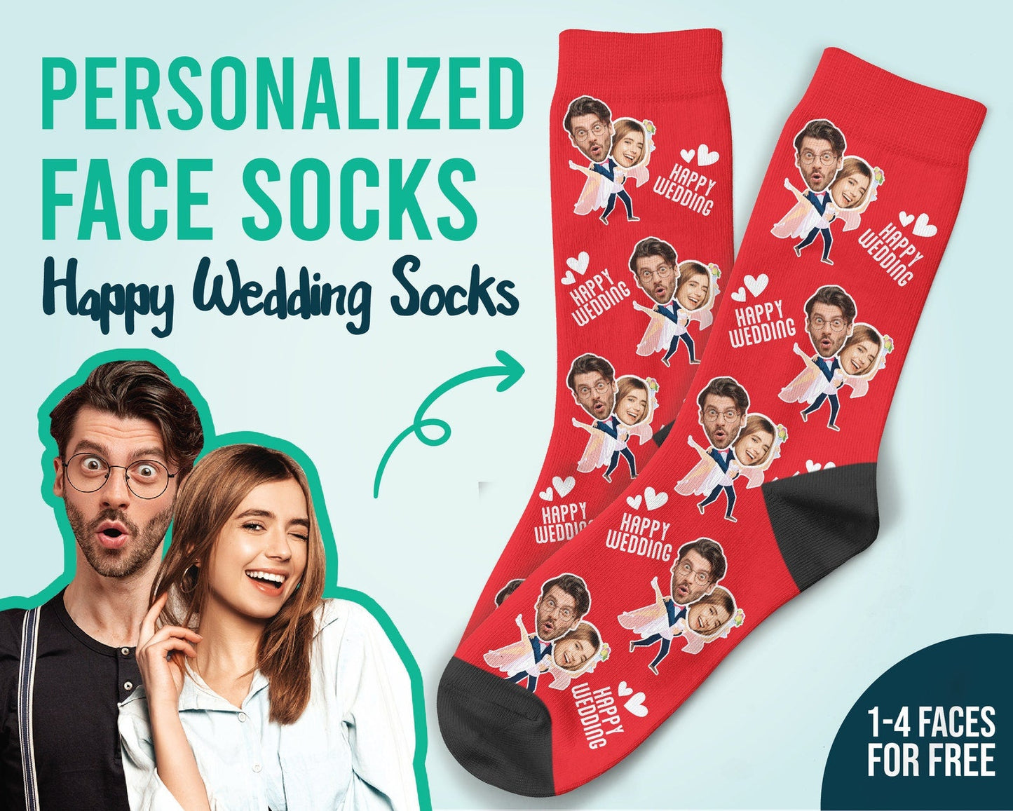 Individuelle „Happy Wedding“-Socken, Hochzeitsgeschenk-Geschenkideen