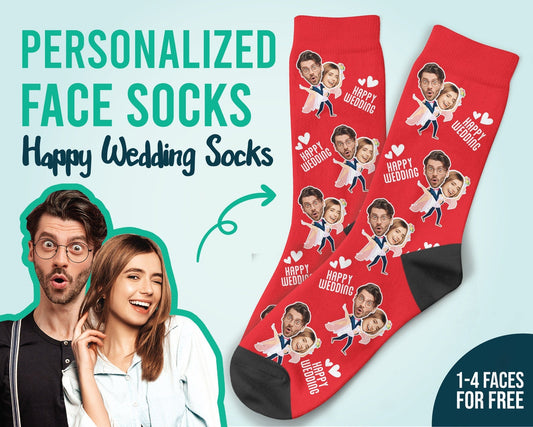 Individuelle „Happy Wedding“-Socken, Hochzeitsgeschenk-Geschenkideen