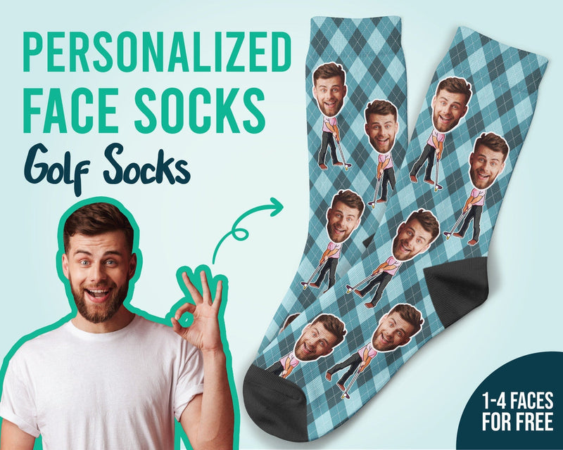 Golf-Socken mit individuellem Gesicht. Lucky Golf Custom-Socken
