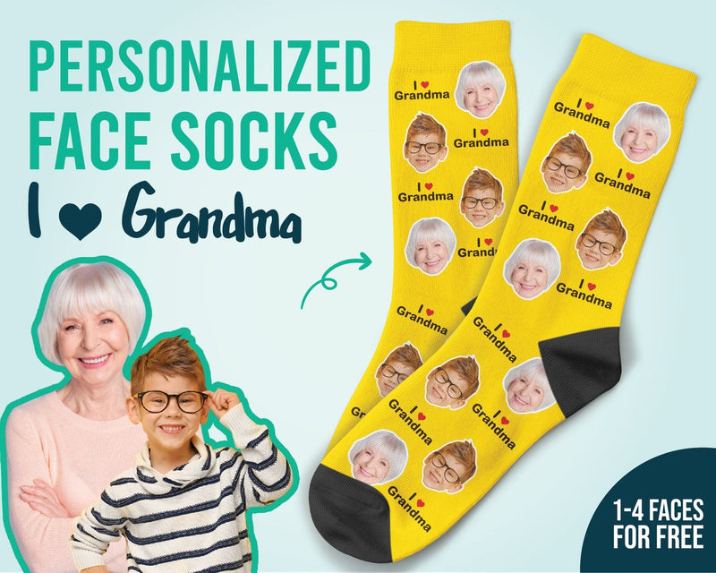 Benutzerdefinierte Großmutter-Socken, Oma-Geschenke, individuelle Gesichtssocken