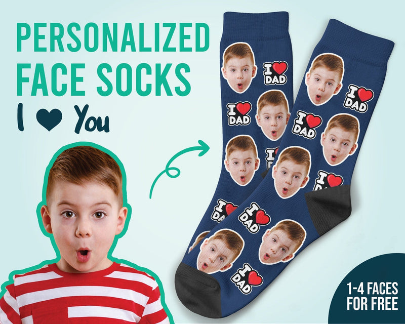 Benutzerdefinierte Papa-Gesichtssocken „Ich liebe dich, Papa-Socken“.