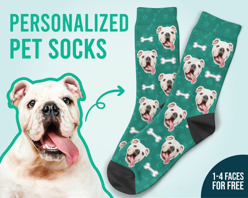Ein Knochen für Hundesocken mit individuellem Hundegesicht
