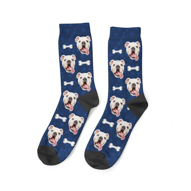 Ein Knochen für Hundesocken mit individuellem Hundegesicht