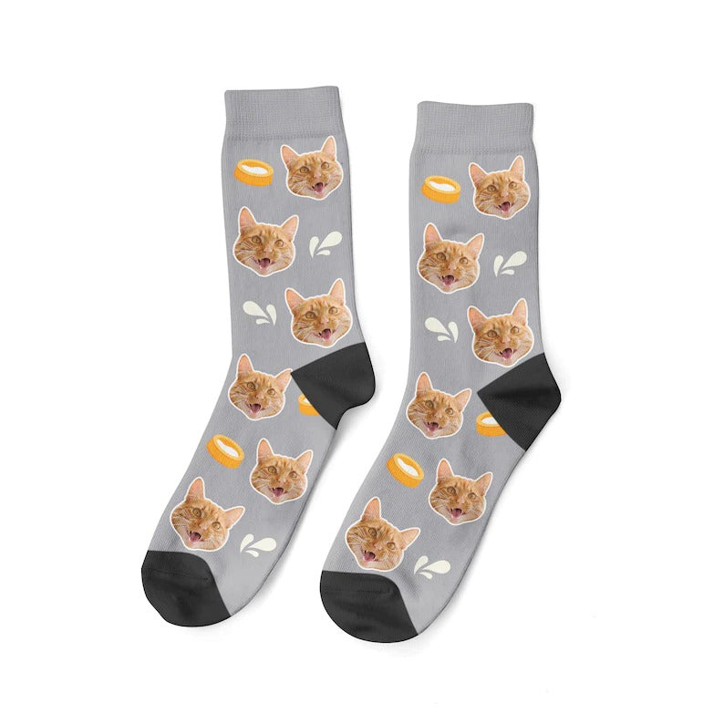 Benutzerdefinierte Katzensocken Milchige Socken Benutzerdefiniertes Katzengesicht
