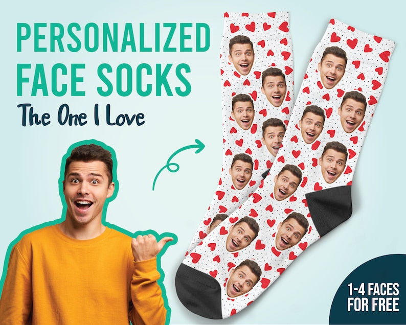 Benutzerdefinierte Gesichtssocken Benutzerdefinierte Herz-Foto-Socken Gesicht
