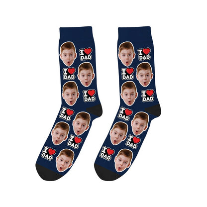 Benutzerdefinierte Papa-Gesichtssocken „Ich liebe dich, Papa-Socken“.