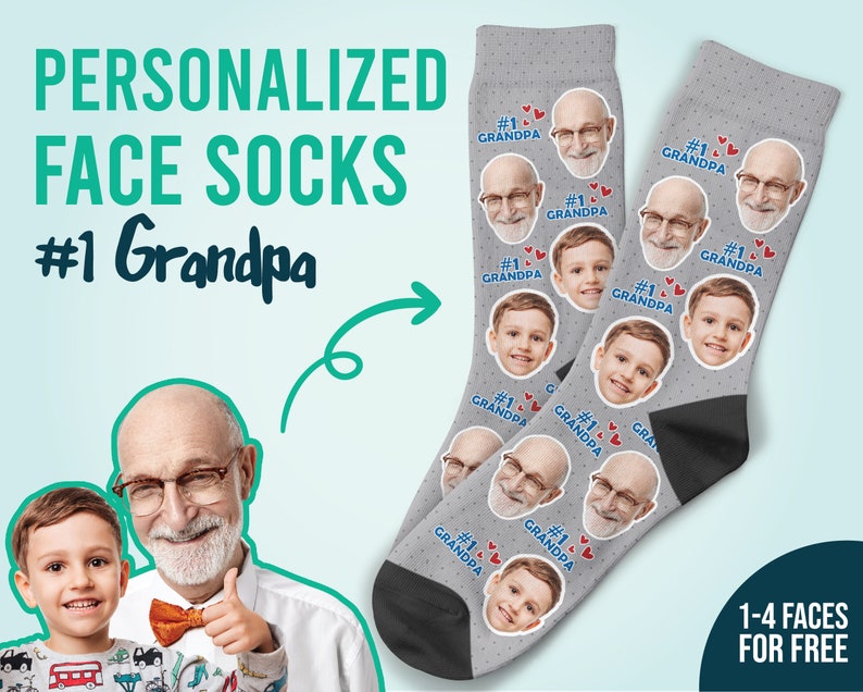 Nummer 1 Opa Socken Individuelle Gesichtssocken