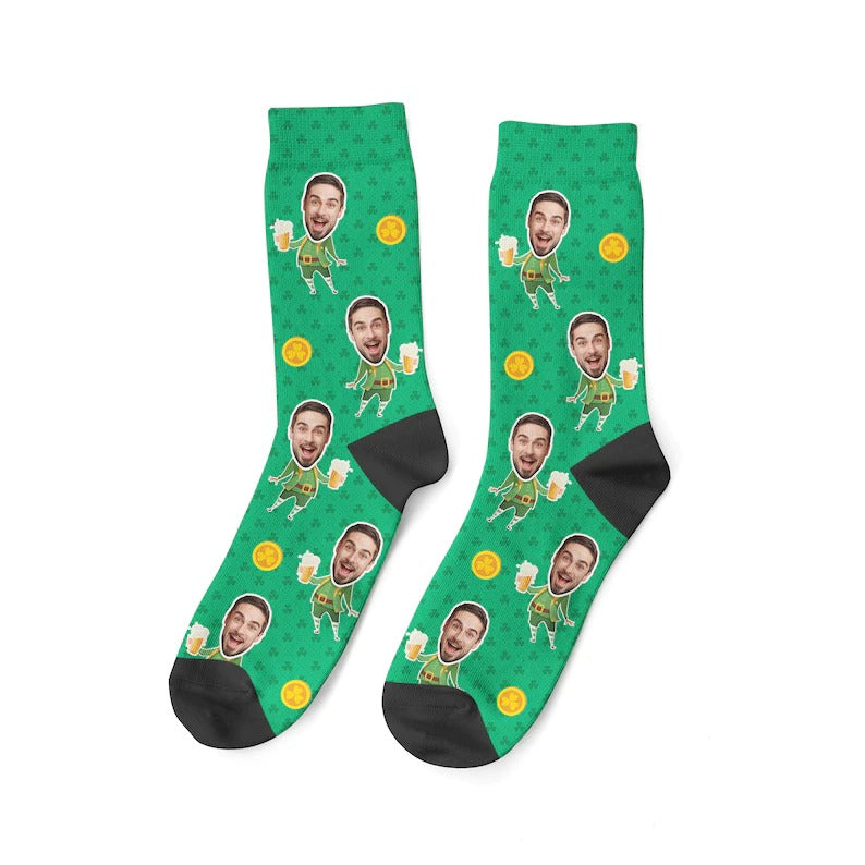Benutzerdefinierte Gesicht St. Patricks Day Socken personalisiert