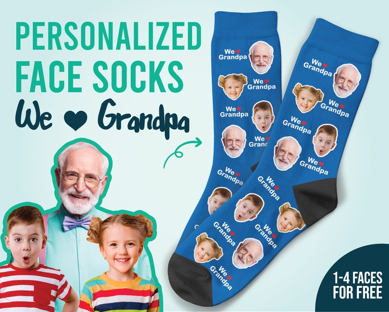 Benutzerdefinierte Gesichtssocken. Benutzerdefinierte Geschenke für Großeltern, die wir lieben