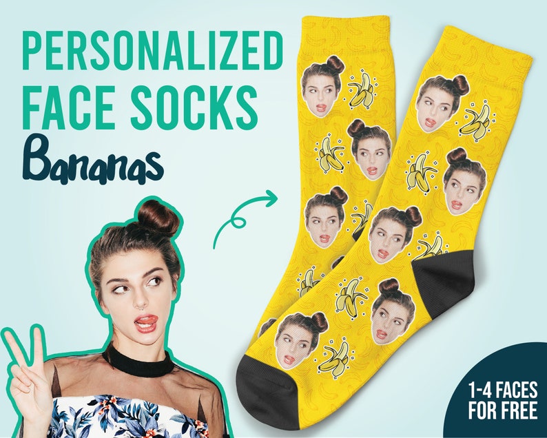 Bananensocken, individuelle Gesichtssocken, bestes personalisiertes Geschenk