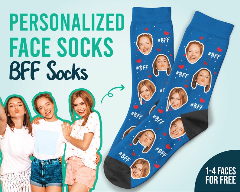 Beste Freunde für immer Socken, individuelle Gesichtssocken, BFF