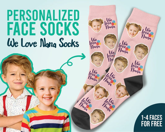 Personalisierte Gesichtssocken als Geschenk für Oma zum Muttertag