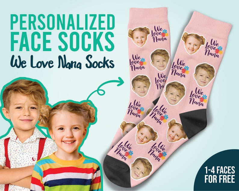 Personalisierte Gesichtssocken als Geschenk für Oma zum Muttertag