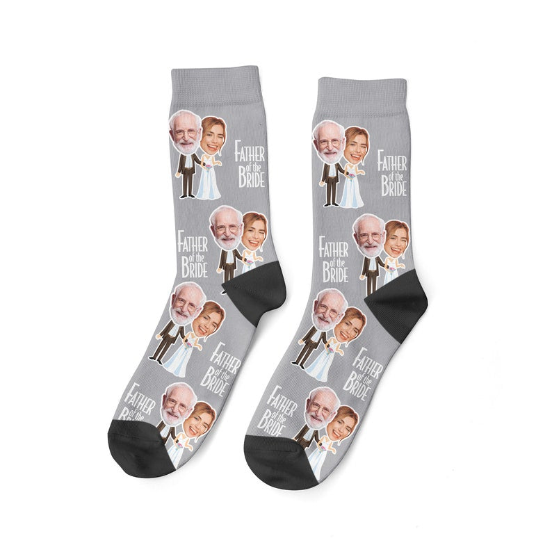 Personalisierte Gesichtssocken für den Vater der Braut