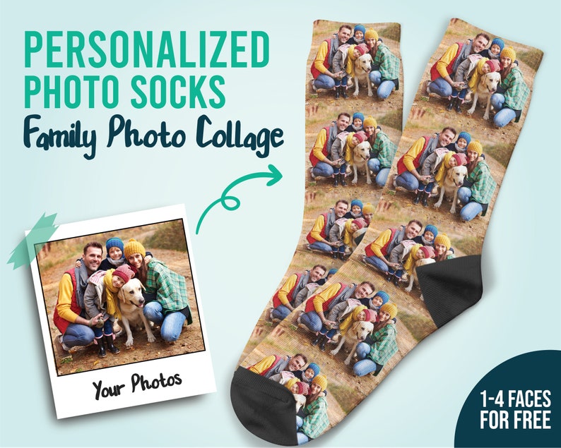 Benutzerdefinierte Fotocollage-Socken, Familiensocken, individuelles Gesicht