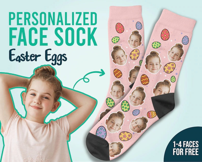 Ostereier-Socken, individuelle Gesichtssocken, individuelle Ostern